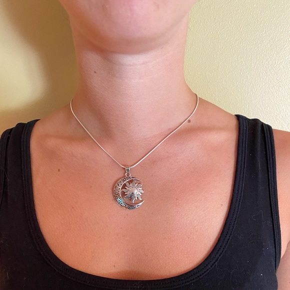 Sterling Silver Moon & Sun Necklace - Picture 10 of 16